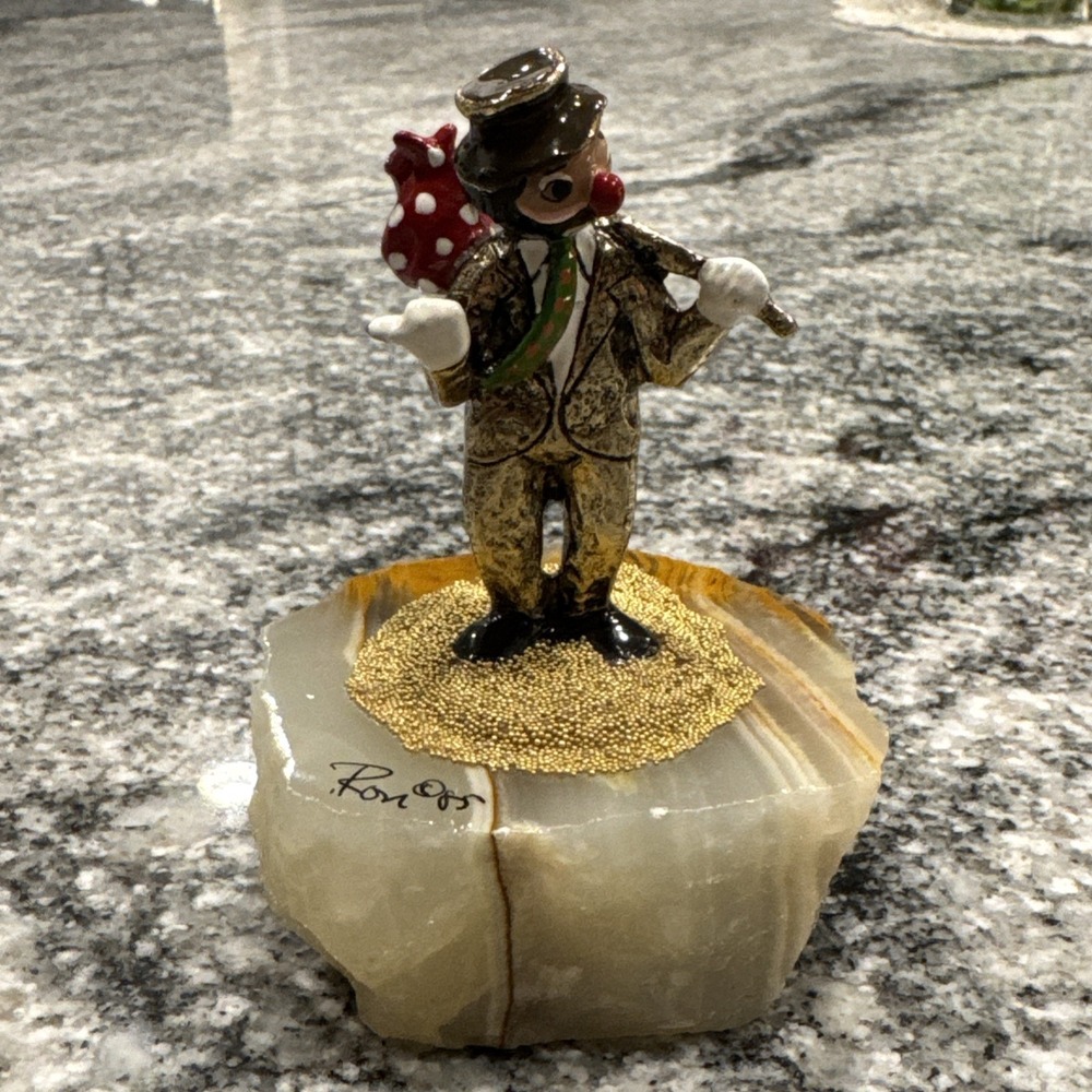 Ron Lee Clown Figurine 24K plated Marble Base hitchhiker - 1985‎